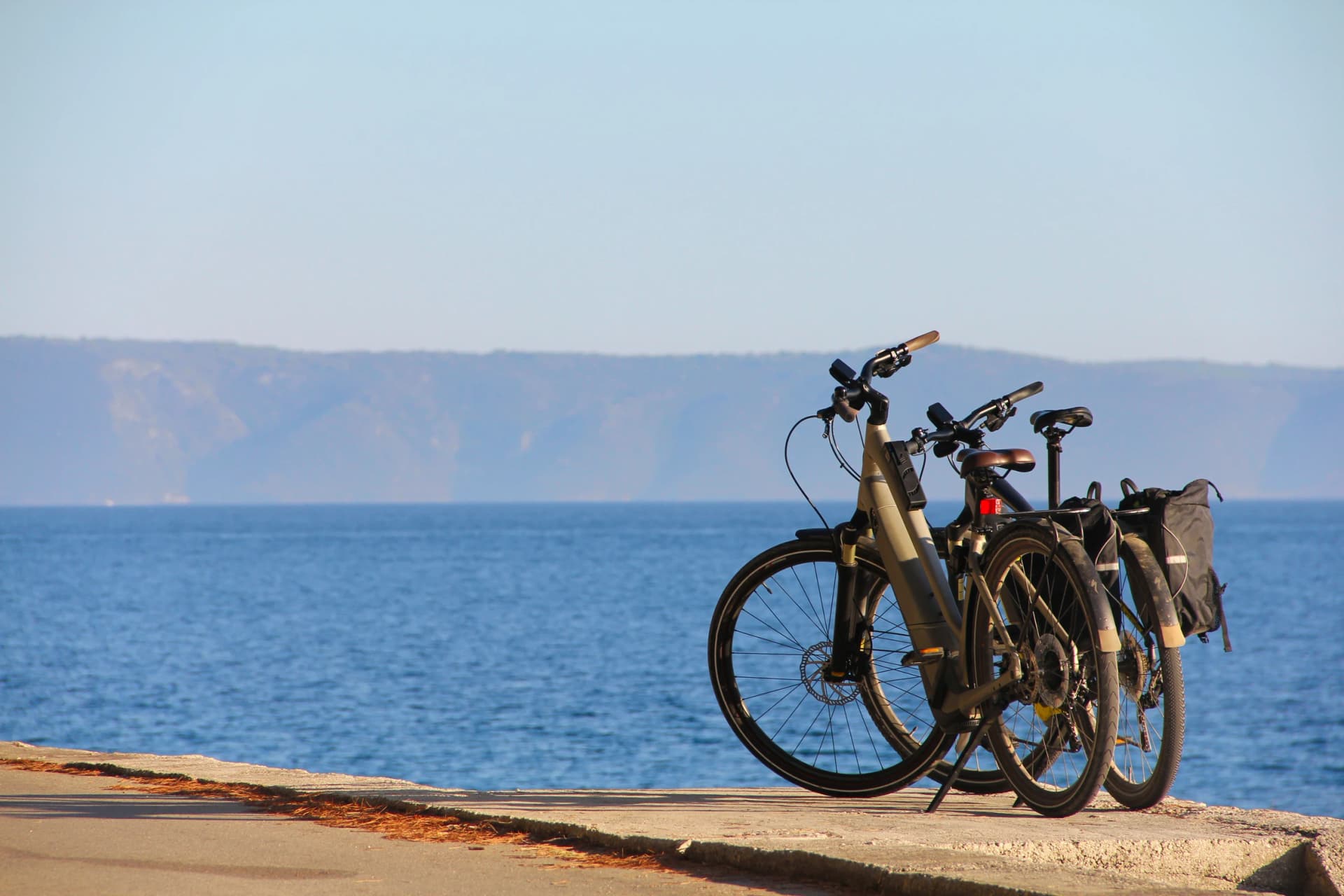 Two bike near the sea