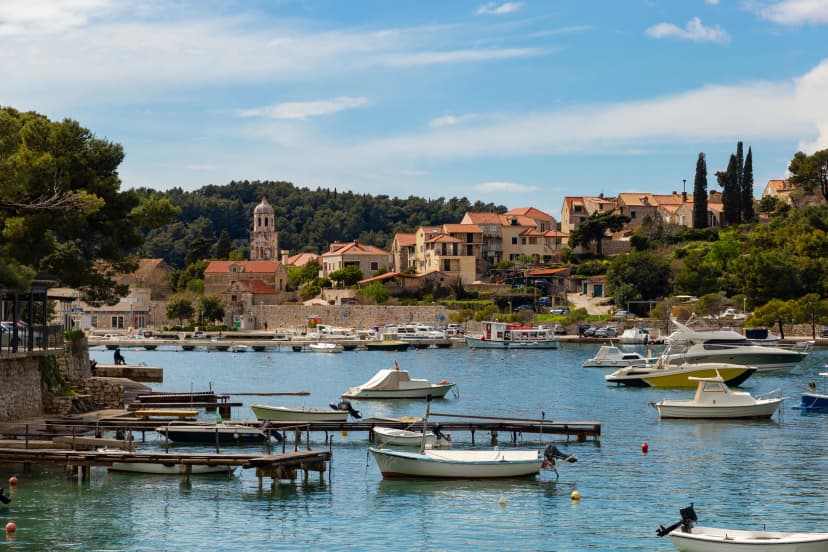 Boats in the harbor in Cavtat near Dubrovnik.