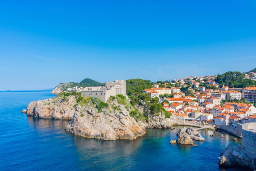 View of Fort Lovrijenac or St. Lawrence Fortress from Dubrovnik city wall. Fort Lovrijenac fortress,. Dubrovnik is a historic city in Croatia region of Dalmatia. UNESCO World Heritage Site