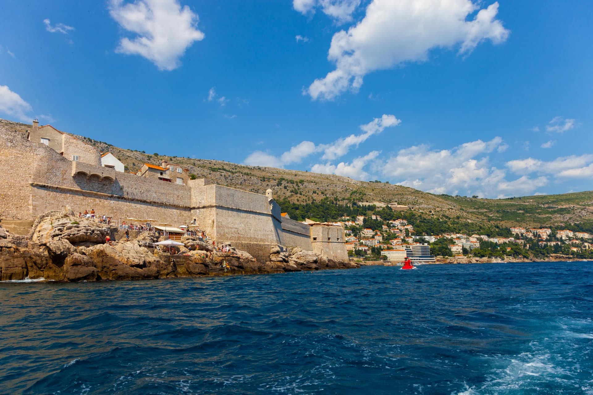 The Walls of Dubrovnik, defensive stone walls surrounded Old Town Dubrownik, Croatia.
