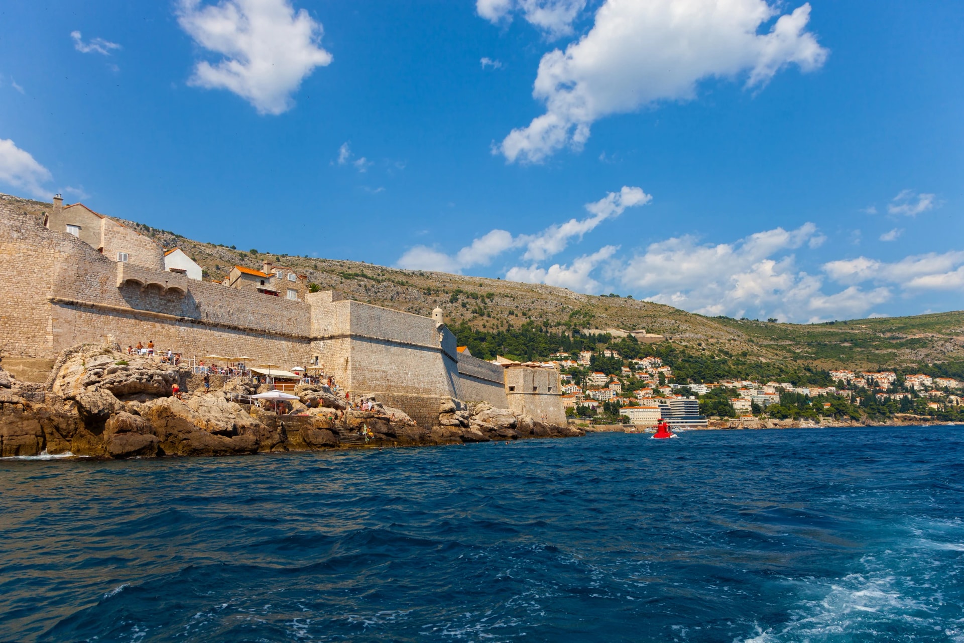 The Walls of Dubrovnik, defensive stone walls surrounded Old Town Dubrownik, Croatia.