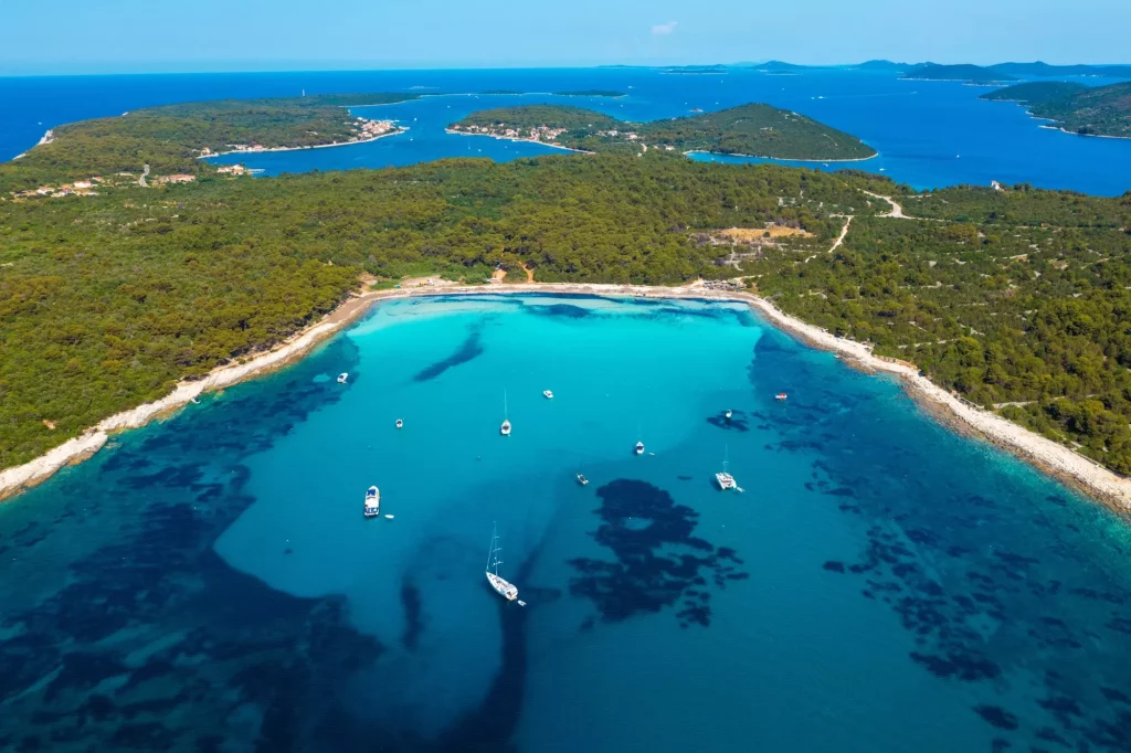 Aerial view of the Sakarun beach  on Dugi otok, Croatia