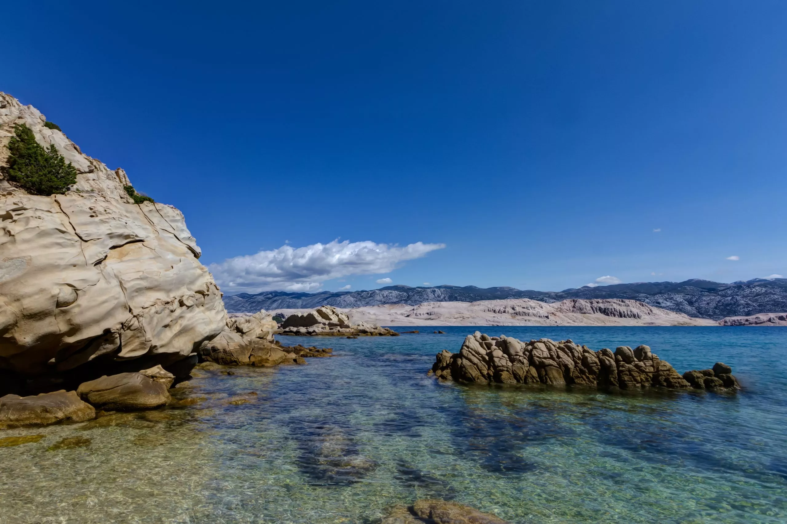 Rocky beach at the island of Pag, Croatia